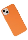 Newface iPhone 14 Plus Kılıf Nano içi Kadife Silikon - Turuncu