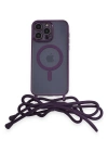 Newface iPhone 14 Pro Kılıf Divo Lazer Askılı Magsafe Kapak - Derin Mor