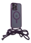 Newface iPhone 14 Pro Kılıf Divo Lazer Askılı Magsafe Kapak - Derin Mor
