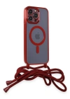 Newface iPhone 14 Pro Kılıf Divo Lazer Askılı Magsafe Kapak - Kırmızı