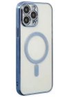 Newface iPhone 14 Pro Kılıf Magneticsafe Lazer Silikon - Sierra Blue
