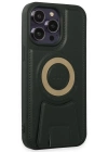 Newface iPhone 14 Pro Kılıf Merkür Magneticsafe Standlı Kapak - Koyu Yeşil
