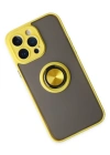 Newface iPhone 14 Pro Kılıf Montreal Yüzüklü Silikon Kapak - Sarı