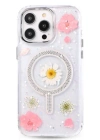 Newface iPhone 14 Pro Max Flower Magsafe Kapak - Pembe