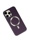 Newface iPhone 14 Pro Max Kılıf Coco Deri Magneticsafe Silikon - Derin Mor