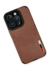 Newface iPhone 14 Pro Max Kılıf Loop Deri Silikon - Kahverengi