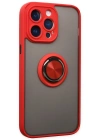 Newface iPhone 14 Pro Max Kılıf Montreal Yüzüklü Silikon Kapak - Kırmızı