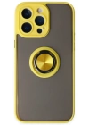 Newface iPhone 14 Pro Max Kılıf Montreal Yüzüklü Silikon Kapak - Sarı