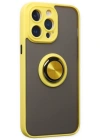Newface iPhone 14 Pro Max Kılıf Montreal Yüzüklü Silikon Kapak - Sarı