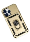 Newface iPhone 14 Pro Max Kılıf Pars Lens Yüzüklü Silikon - Gold