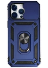 Newface iPhone 14 Pro Max Kılıf Pars Lens Yüzüklü Silikon - Lacivert