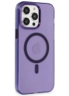 Newface iPhone 14 Pro Max Kılıf Tron Şeffaf Magsafe Kapak - Derin Mor
