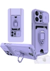 Newface iPhone 14 Pro Max Kılıf Zuma Kartvizitli Yüzüklü Silikon - Lila