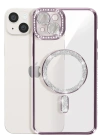 Newface iPhone 15 Kılıf Joke Simli Magneticsafe Kılıf - Derin Mor