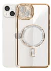 Newface iPhone 15 Kılıf Joke Simli Magneticsafe Kılıf - Gold