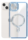 Newface iPhone 15 Kılıf Joke Simli Magneticsafe Kılıf - Mavi