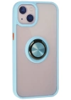 Newface iPhone 15 Kılıf Montreal Yüzüklü Silikon Kapak - Buz Mavi