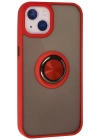 Newface iPhone 15 Kılıf Montreal Yüzüklü Silikon Kapak - Kırmızı