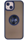 Newface iPhone 15 Kılıf Montreal Yüzüklü Silikon Kapak - Lacivert