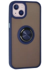 Newface iPhone 15 Kılıf Montreal Yüzüklü Silikon Kapak - Lacivert