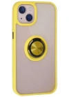Newface iPhone 15 Kılıf Montreal Yüzüklü Silikon Kapak - Sarı