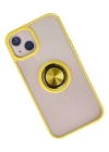 Newface iPhone 15 Kılıf Montreal Yüzüklü Silikon Kapak - Sarı