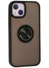 Newface iPhone 15 Kılıf Montreal Yüzüklü Silikon Kapak - Siyah