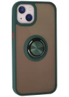 Newface iPhone 15 Kılıf Montreal Yüzüklü Silikon Kapak - Yeşil