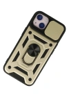 Newface iPhone 15 Kılıf Pars Lens Yüzüklü Silikon - Gold