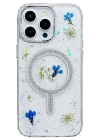 Newface iPhone 15 Pro Flower Magsafe Kapak - Krem