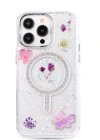 Newface iPhone 15 Pro Flower Magsafe Kapak - Mor