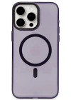 Newface iPhone 15 Pro Kılıf Anka PC Magneticsafe Sert Metal Kapak - Mor