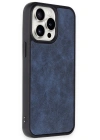 Newface iPhone 15 Pro Kılıf Aras Deri Kapak - Lacivert