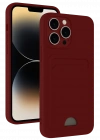 Newface iPhone 15 Pro Kılıf Kelvin Kartvizitli Silikon - Bordo