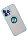 Newface iPhone 15 Pro Kılıf Montreal Yüzüklü Silikon Kapak - Buz Mavi