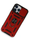 Newface iPhone 15 Pro Kılıf Pars Lens Yüzüklü Silikon - Kırmızı