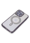 Newface iPhone 15 Pro Max Kılıf Joke Simli Magneticsafe Kılıf - Derin Mor