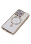 Newface iPhone 15 Pro Max Kılıf Joke Simli Magneticsafe Kılıf - Gold