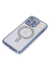 Newface iPhone 15 Pro Max Kılıf Joke Simli Magneticsafe Kılıf - Mavi