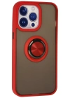Newface iPhone 15 Pro Max Kılıf Montreal Yüzüklü Silikon Kapak - Kırmızı