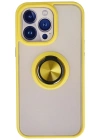 Newface iPhone 15 Pro Max Kılıf Montreal Yüzüklü Silikon Kapak - Sarı