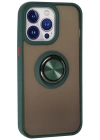 Newface iPhone 15 Pro Max Kılıf Montreal Yüzüklü Silikon Kapak - Yeşil