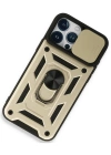 Newface iPhone 15 Pro Max Kılıf Pars Lens Yüzüklü Silikon - Gold
