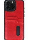 Newface iPhone 15 Pro Max Kılıf Sara Kartvizitli Deri Kılıf - Kırmızı