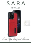 Newface iPhone 15 Pro Max Kılıf Sara Kartvizitli Deri Kılıf - Kırmızı