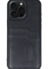 Newface iPhone 15 Pro Max Kılıf Sara Kartvizitli Deri Kılıf - Siyah