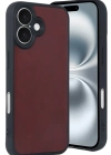 Newface iPhone 16 Kılıf Aras Deri Kapak - Bordo