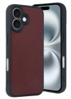 Newface iPhone 16 Kılıf Aras Deri Kapak - Bordo