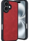 Newface iPhone 16 Kılıf Aras Deri Kapak - Kırmızı