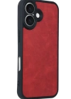 Newface iPhone 16 Kılıf Aras Deri Kapak - Kırmızı